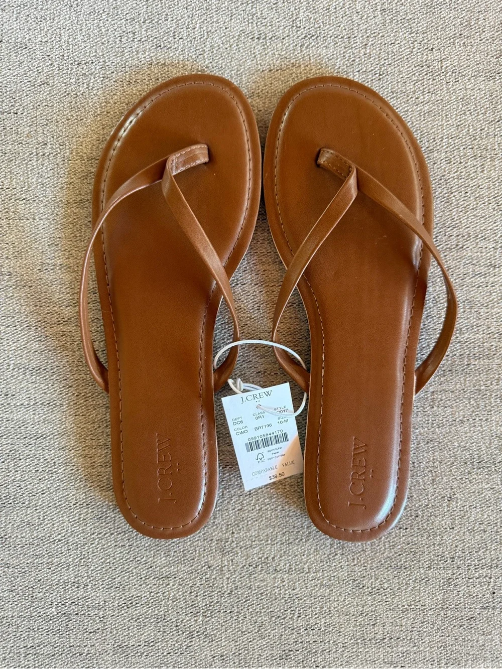J. Crew Tan Flip Flop Sandals